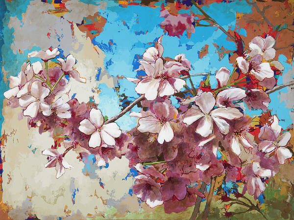 Cherry Blossoms Poster featuring the painting Cherry Blossoms #3 by David Palmer