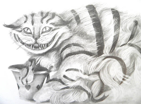 Cat Poster featuring the drawing Chershire cat by Meagan Visser