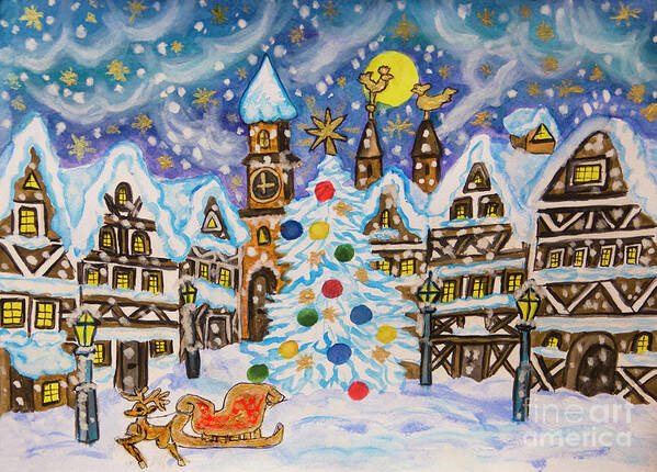 Christmas Poster featuring the painting Christmas in Europe by Irina Afonskaya