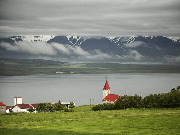 Church Poster featuring the photograph Church in Akureyri by Cheryl Strahl