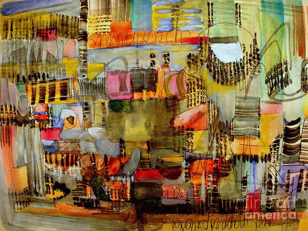 Abstract Cityscape Poster featuring the painting City Life by Nancy Kane Chapman