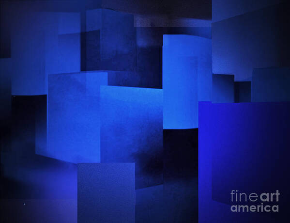 Abstract Poster featuring the digital art Night In The City Of Blues by John Krakora