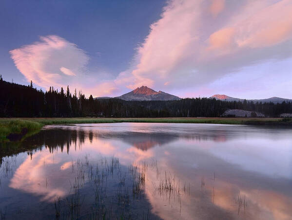 00176822 Poster featuring the photograph Clouds Reflected In Sparks Lake Oregon by Tim Fitzharris