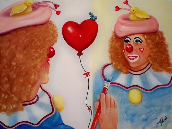 Portrait Poster featuring the painting Clown Painting by Joni McPherson