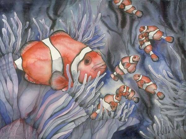 Sealife Poster featuring the painting Clownfish by Liduine Bekman