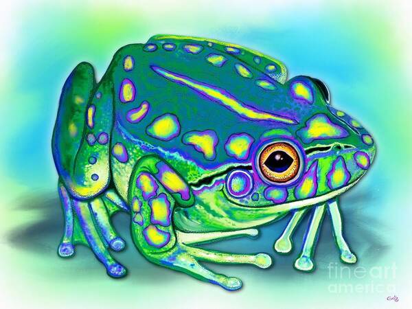 Frog Poster featuring the painting Colorful Froggy by Nick Gustafson