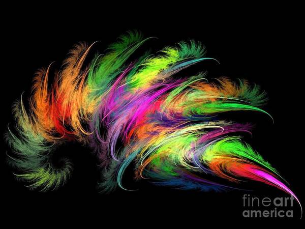Feather Poster featuring the digital art Colourful Feather by Klara Acel