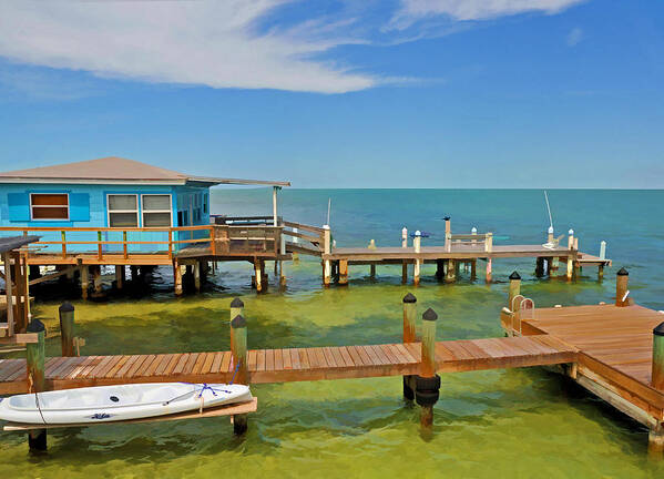 Florida Poster featuring the photograph Conch Key Blue Cottage 3 by Ginger Wakem