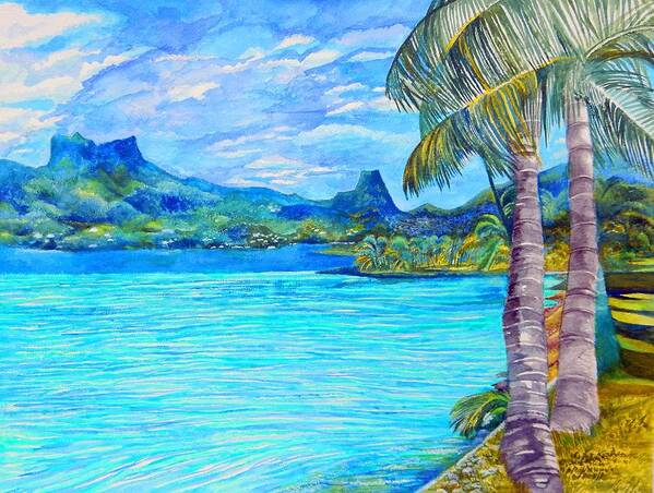 Palms Poster featuring the painting Cooks Bay Moorea by Kandy Cross