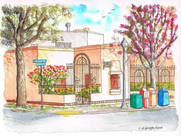 Nature Poster featuring the painting Corner with bougainvillas in San Luis Obispo, California by Carlos G Groppa