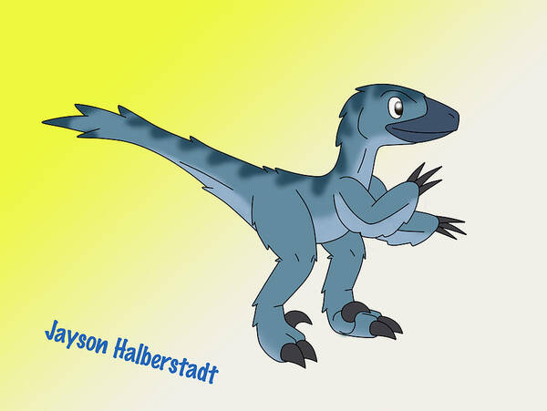 Dinosaur Poster featuring the digital art Cory The Raptor by Jayson Halberstadt