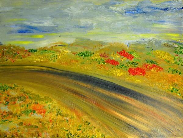 Landscape Poster featuring the painting Country Road by Evelina Popilian