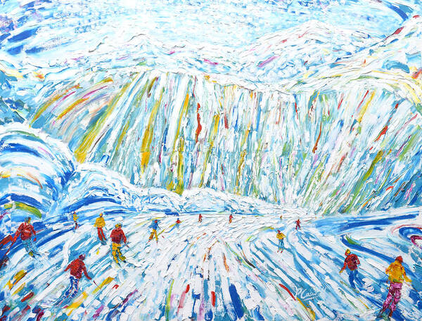 Courchevel Poster featuring the painting Courchevel Creux Piste by Pete Caswell