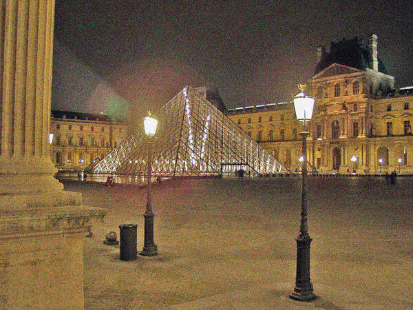 Louvre Poster featuring the photograph Courtyard at The Louvre by Mark Currier