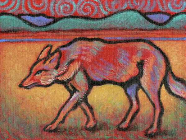 Coyote Poster featuring the painting Coyote Totem by Linda Ruiz-Lozito