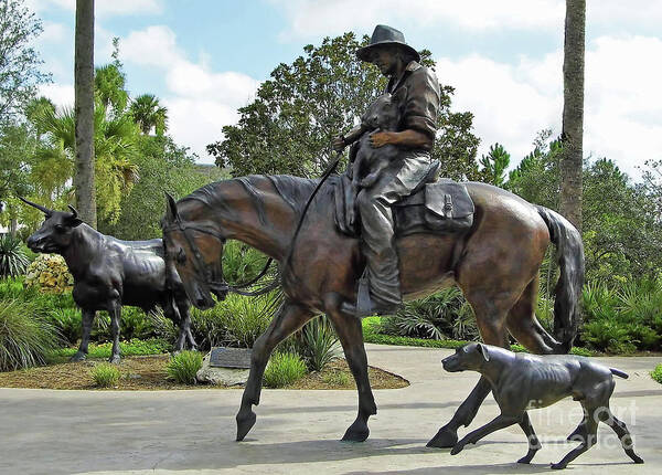 Cow Poster featuring the photograph Cracker Cowboy And His Dog by D Hackett