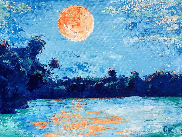 Moon Poster featuring the painting Creamsicle Moon by Chris Rice