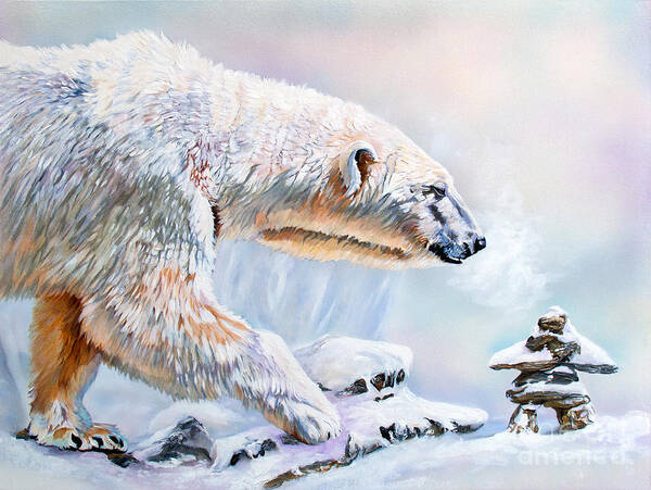 Polar Bear Poster featuring the painting Crossroads by J W Baker