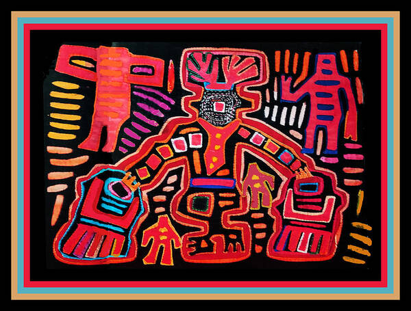 Cuna Indian Poster featuring the digital art Cuna Shaman Healing Ritual by Vagabond Folk Art - Virginia Vivier