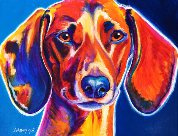 Dachshund Poster featuring the painting Dachshund - Bubbs by Dawg Painter