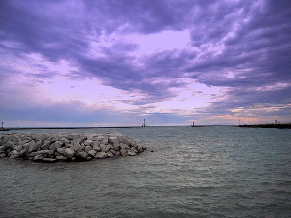 Sky Poster featuring the photograph Darkening Skies Over Lake Michigan by Don Struke