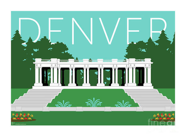 Denver Poster featuring the digital art DENVER Cheesman Park/Lt Blue by Sam Brennan