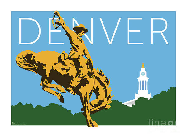 Denver Poster featuring the digital art DENVER Cowboy/Sky Blue by Sam Brennan