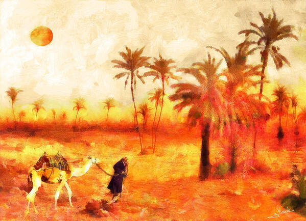 Desert Traveller Poster featuring the painting Desert traveller by George Rossidis