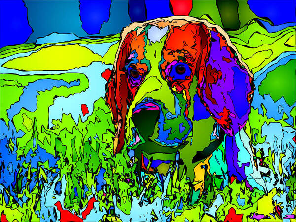 Dog Poster featuring the digital art Dogs can see in color by Rafael Salazar