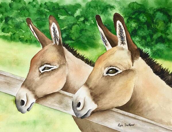 Donkeys Poster featuring the painting Donkey Duo by Lyn DeLano