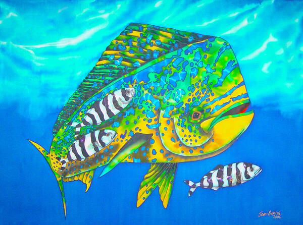 Sea Poster featuring the painting Dorado and Pilot Fish - Mahi Mahi Fish by Daniel Jean-Baptiste