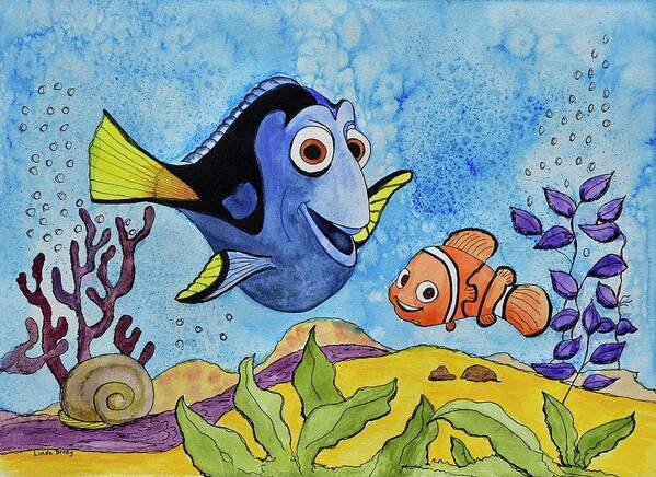 Linda Brody Poster featuring the painting Dori and Nemo by Linda Brody