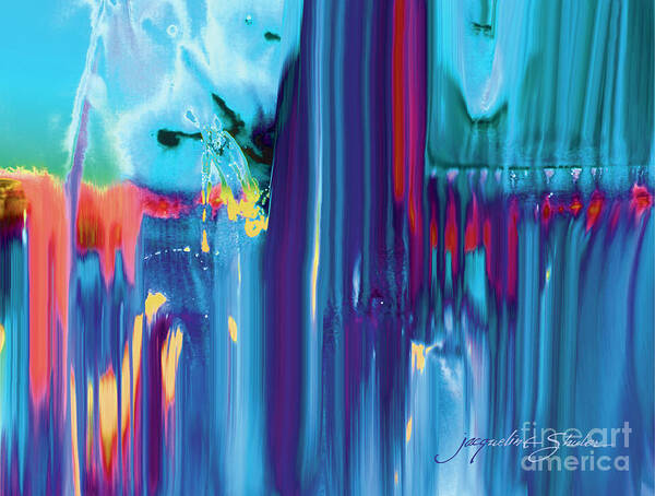 Abstract Poster featuring the digital art Drenched by Jacqueline Shuler