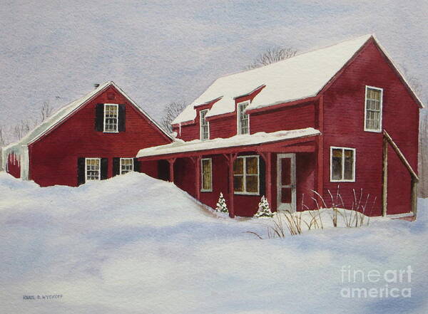 Snow Poster featuring the painting Dresden Farmhouse by Karol Wyckoff