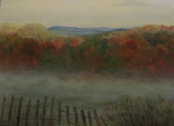 Landscape Poster featuring the painting Autumn Mist by Lorraine Centrella