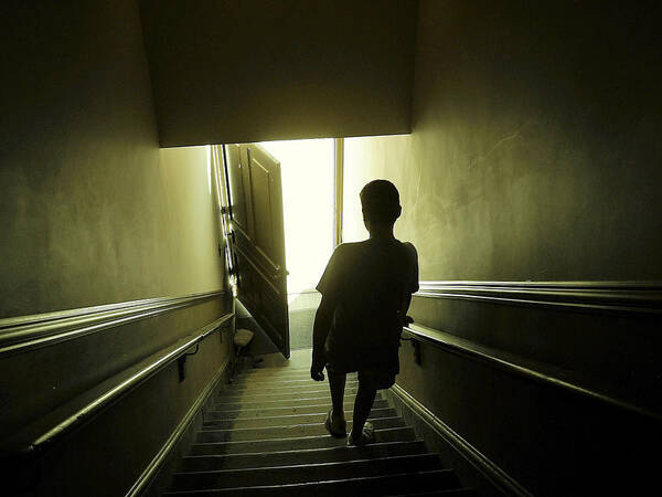 Child Poster featuring the photograph Eerie Stairwell by Scott Hovind
