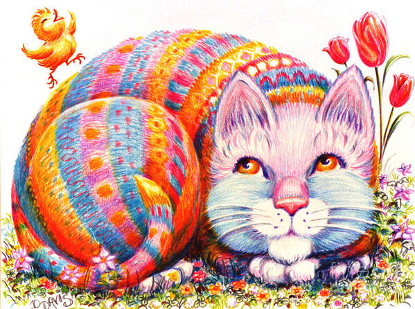 Cat Poster featuring the drawing Eggbert by Dee Davis