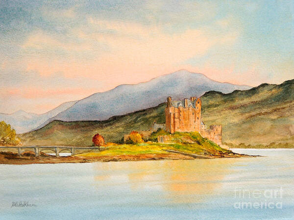 Eilean Donan Castle Scotland Poster featuring the painting Eilean Donan Castle Scotland by Bill Holkham
