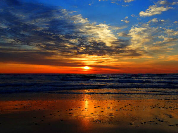 Ocean Poster featuring the photograph Electric Golden Ocean Sunrise by Dianne Cowen Cape Cod Photography