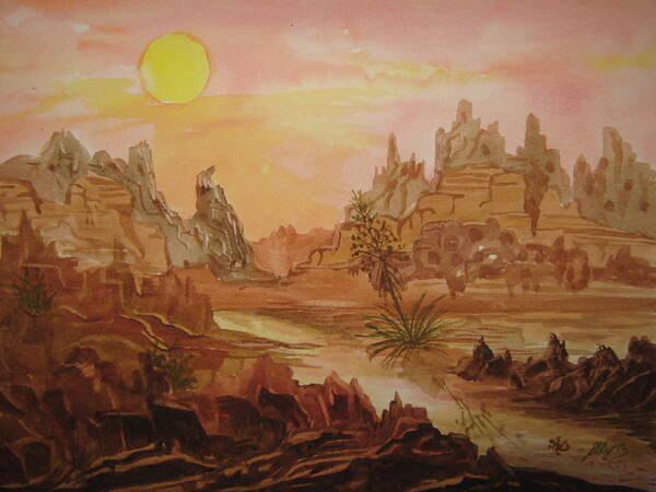 Desert Poster featuring the painting Enchanted Desert by Ellen Levinson