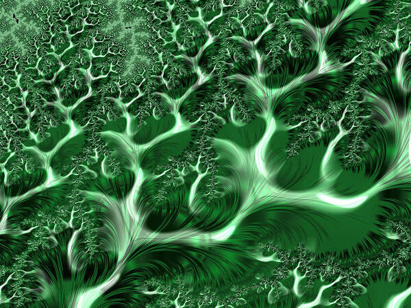 Abstract Poster featuring the digital art Endless Emerald Vines by Michele A Loftus