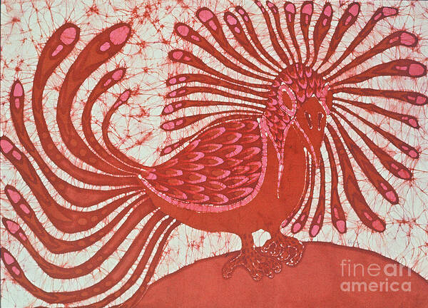  Batik Poster featuring the tapestry - textile Energy Bird by Carol Law Conklin