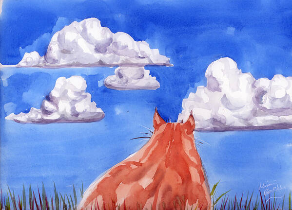 Cat Poster featuring the painting Ernesto's dream by Mimi Boothby