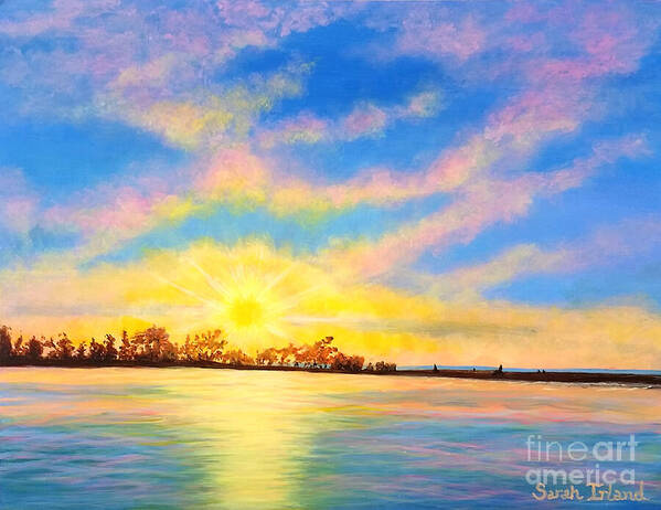 Waterscape Poster featuring the painting Fair Haven Sunset by Sarah Irland