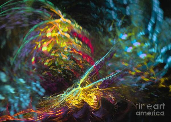 Abstract Poster featuring the digital art Fairy's rhapsody by Sipo Liimatainen