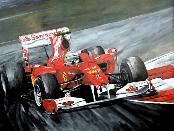 Fernando Alonso Ferrari F1 Poster by Aaron Acker - Fine Art America