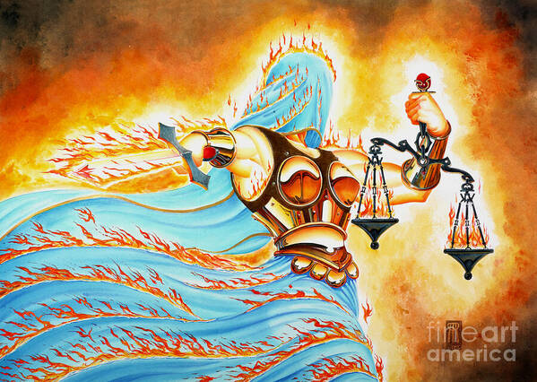 Fantasy Poster featuring the drawing Fiery Justice by Melissa A Benson