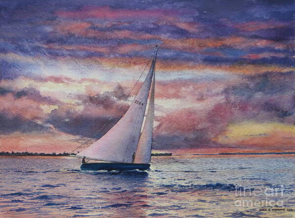 Water Poster featuring the painting Harbor Sunset by Karol Wyckoff