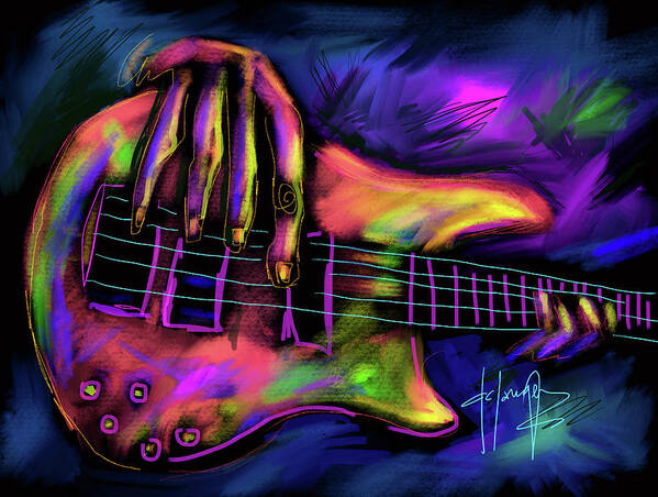 Guitar Poster featuring the painting Five String Bass by DC Langer