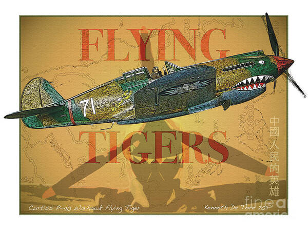  Planes Poster featuring the digital art Flying Tigers by Kenneth De Tore